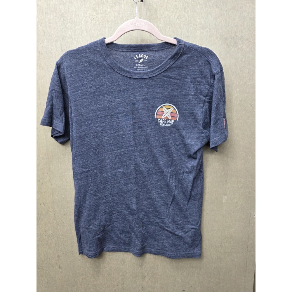 League 91 Cape May New Jersey Graphic T Shirt Small Heather Blue‎ Tourist Tee